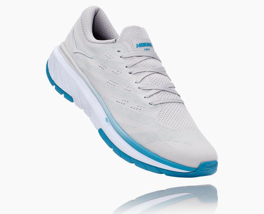 Hoka Australia One One Cavu 3 - Mens Running Shoes White/Blue - ESOHI-5360